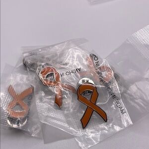 MUST BUNDLE 
Orange Awareness Ribbon Pins lot‎ of 5